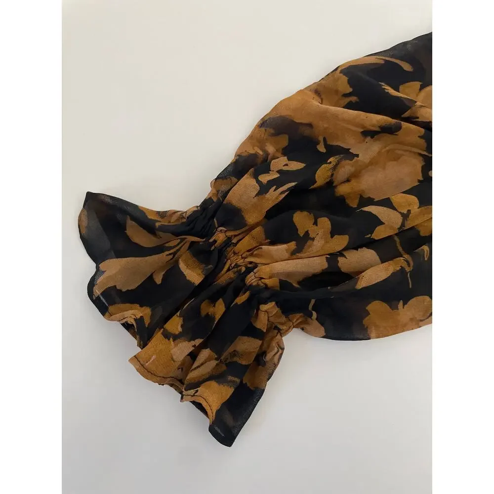 Long Sleeve Sheer Maxi Dress -A New Day - XXL New Black/Brown Floral - Picture 6 of 10